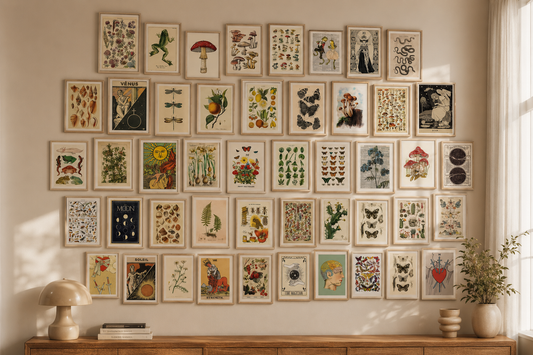 Botanische Vintage Postkarten Set – 50 Stück Wanddeko & Collage