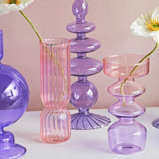 Lilac Glas Kerzenhalter – Elegante Handgemachte Tischdeko
