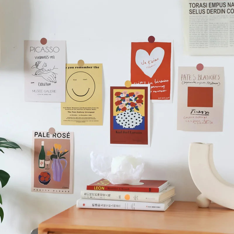 Abstrakte Kunst Prints Set – 6 kleine Kunstdrucke Blumen Wanddeko