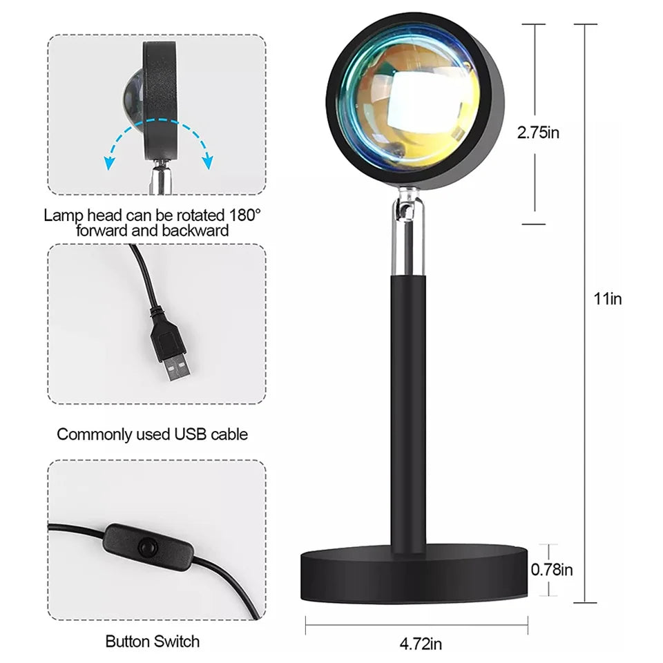 Sunset Lampe Projektor – 16 Farben, LED Atmosphäre Nachtlicht