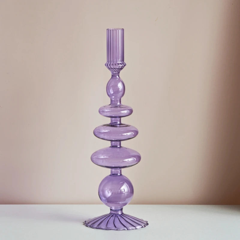 Lilac Glas Kerzenhalter – Elegante Handgemachte Tischdeko