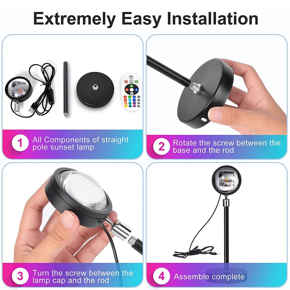 Sunset Lampe Projektor – 16 Farben, LED Atmosphäre Nachtlicht