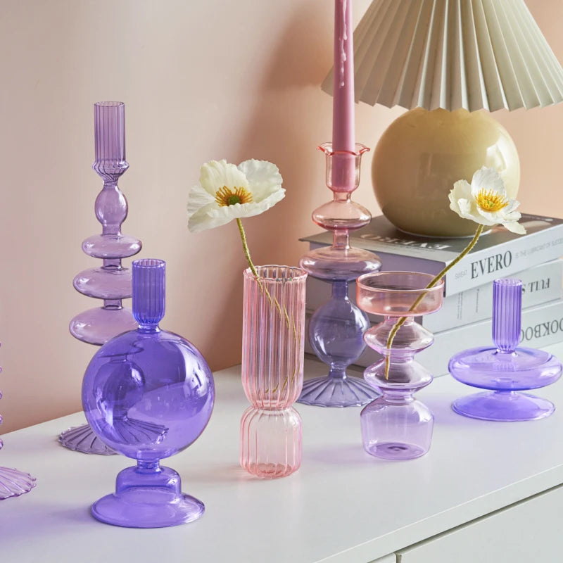 Lilac Glas Kerzenhalter – Elegante Handgemachte Tischdeko