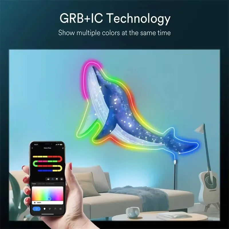 Flexibler LED Streifen mit Musik-Synchronisation und App-Steuerung
